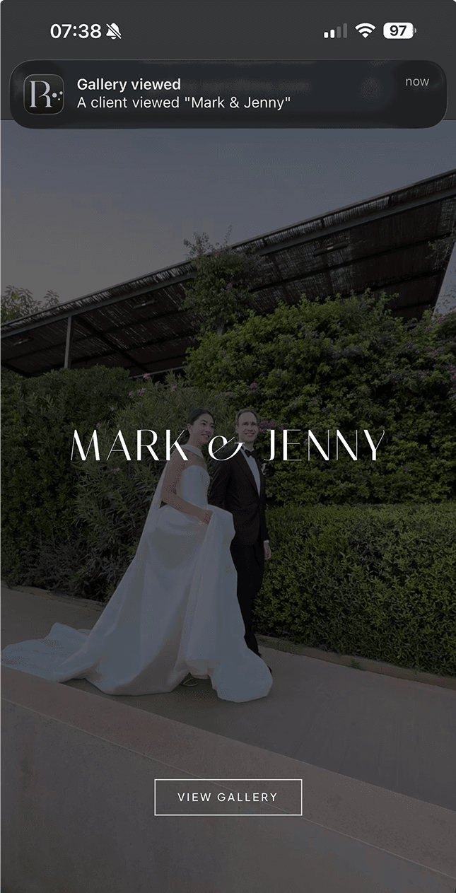 Gallery viewed notification for the Mark and Jenny gallery